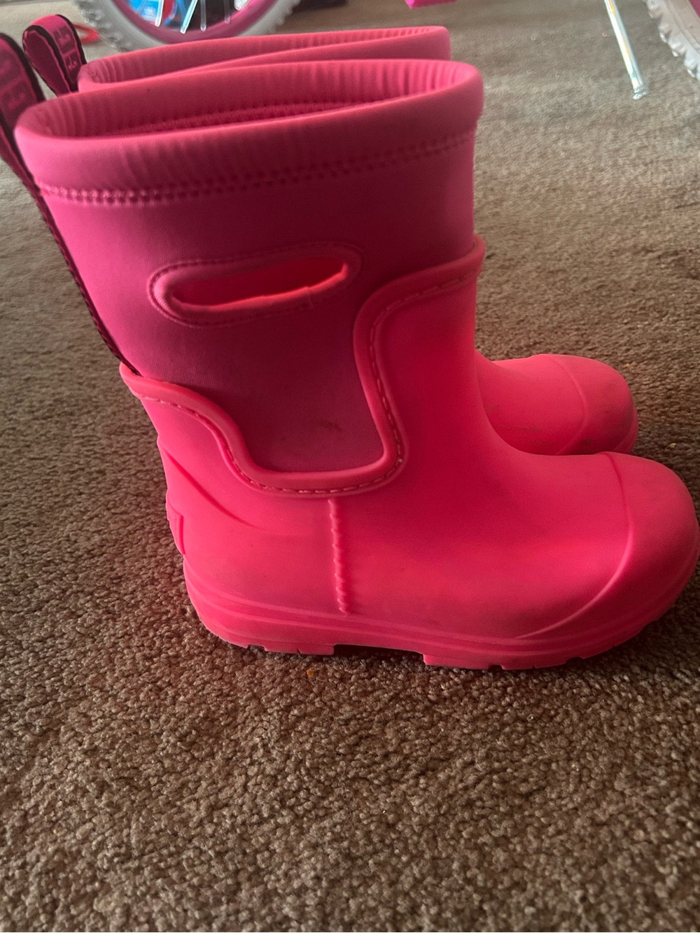 UGG Kids Bright Pink Waterproof Rain Boots